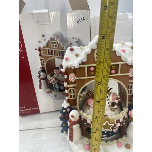 Gingerbread House Musical Rotating Snowman Music Box by Studio Nova W/Box - Picture 3 of 16